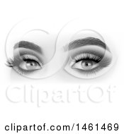 Poster, Art Print Of Grayscale Womans Eyes With Glittery Shadow
