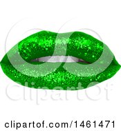 Poster, Art Print Of Womans Mouth With Green St Patricks Day Themed Sparkly Glitter Lipstick
