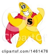 Clipart Of A Cartoon Strong Star Super Hero Flexing Royalty Free Vector Illustration