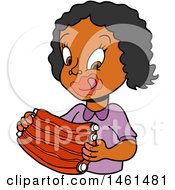 Poster, Art Print Of Cartoon Black Girl Licking Bbq Sauce Off Of Her Lips And Eating Ribs