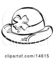 Black And White St Paddys Day Hat With A Clover On It Clipart Illustration by Andy Nortnik
