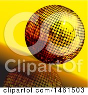 Poster, Art Print Of 3d Golden Disco Ball On A Slanted Reflected Surface