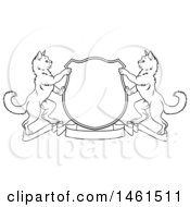 Poster, Art Print Of Black And White Heraldic Coat Of Arm Shield Of Two Cats