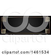 Clipart Of A Black And Ornate Floral Gold Border Design Royalty Free Vector Illustration
