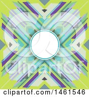 Clipart Of A Blank Circle Frame On A Colorful Abstract X Shaped Background Royalty Free Vector Illustration