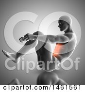 Poster, Art Print Of 3d Anatomical Man Doing Sit Ups With Glowing Abdominal Muscles On Gray
