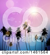 Poster, Art Print Of Purple Sunset Sky Over Tropical Palm Trees