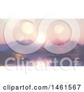 Poster, Art Print Of Lake Landscape With Flares And Sunrise