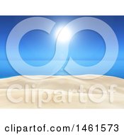 Clear Blue Sunny Sky Over A 3d Ocean And White Sand