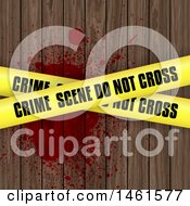 Poster, Art Print Of Background Of Crime Scene Tape Over Blood On Wood