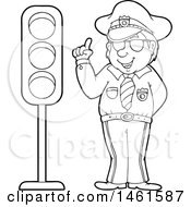 Clipart Of A Police Officer By A Traffic Light Royalty Free Vector Illustration by visekart