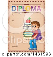 Clipart Of A Diploma Of A School Boy Royalty Free Vector Illustration