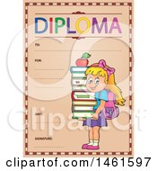 Clipart Of A Diploma Of A School Girl Royalty Free Vector Illustration