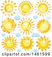 Clipart Of Summer Time Suns Royalty Free Vector Illustration