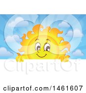 Poster, Art Print Of Summer Time Sun Character Over A Sign