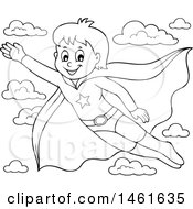 Poster, Art Print Of Black And White Flying Super Hero Boy