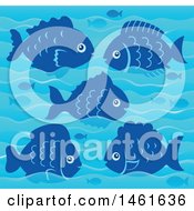 Poster, Art Print Of Background Of Blue Fish And Waves