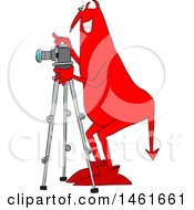Poster, Art Print Of Chubby Red Devil Photographer Using A Camera On A Tripod
