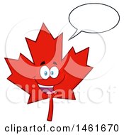 Clipart Of A Talking Red Canadian Maple Leaf Mascot Character Royalty Free Vector Illustration by Hit Toon