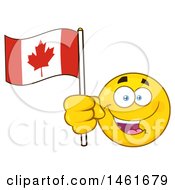 Poster, Art Print Of Happy Emoji Emoticon Holding A Canadian Flag