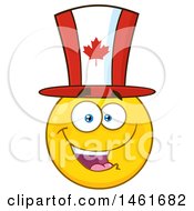 Happy Emoji Emoticon Wearing A Canadian Flag Top Hat