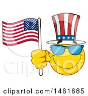 Poster, Art Print Of Emoji Smiley Face Uncle Sam Waving An American Flag