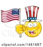 Clipart Of A Emoji Smiley Face Uncle Sam Waving An American Flag Royalty Free Vector Illustration by Hit Toon