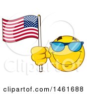 Poster, Art Print Of Emoji Smiley Face Waving An American Flag