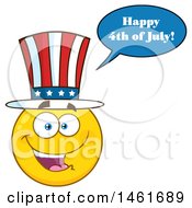 Poster, Art Print Of Emoji Smiley Face Uncle Sam Wearing A Top Hat Saying Happy 4th Of July