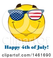 Poster, Art Print Of Emoji Smiley Face Wearing American Flag Sunglasses