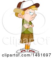 Poster, Art Print Of Stubborn Blond Caucasian Boy Standing With Folded Arms