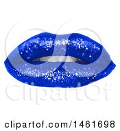 Clipart Of A Womans Mouth With Blue Sparkly Glitter Lipstick Royalty Free Vector Illustration