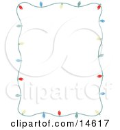 Stationery Frame Of Colorful Christmas Lights Bordering A White Background