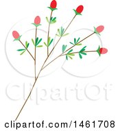 Clipart Of A Plant With Red Buds Royalty Free Vector Illustration