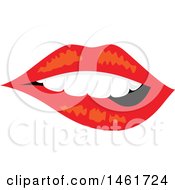 Clipart Of A Womans Mouth With Teeth Biting Red Lips Royalty Free Vector Illustration
