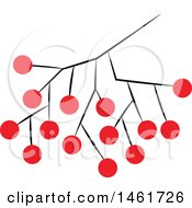 Clipart Of A Branch With Red Berries Royalty Free Vector Illustration