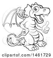 Poster, Art Print Of Black And White Dragon Giving A Thumb Up