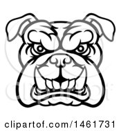Clipart Of A Black And White Snarling Bulldog Face Royalty Free Vector Illustration
