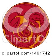 Clipart Of A Red Dragon Forming A Spiral In A Circle Royalty Free Vector Illustration