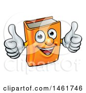 Clipart Of A Happy Orange Book Character Mascot Giving Two Thumbs Up Royalty Free Vector Illustration by AtStockIllustration
