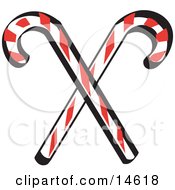 Poster, Art Print Of Two Red And White Candy Canes