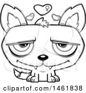 Clipart Of A Cartoon Outline Loving Evil Wolf Royalty Free Vector Illustration
