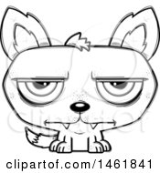 Clipart Of A Cartoon Outline Bored Evil Wolf Royalty Free Vector Illustration