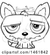 Cartoon Lineart Dizzy Evil Wolf