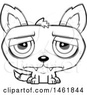 Clipart Of A Cartoon Outline Sad Evil Wolf Royalty Free Vector Illustration