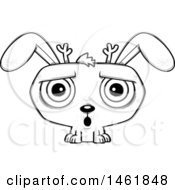 Clipart Of A Cartoon Lineart Surprised Evil Jackalope Royalty Free Vector Illustration