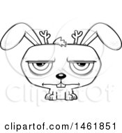 Clipart Of A Cartoon Lineart Bored Evil Jackalope Royalty Free Vector Illustration by Cory Thoman