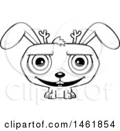 Clipart Of A Cartoon Lineart Grinning Evil Jackalope Royalty Free Vector Illustration by Cory Thoman