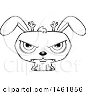 Clipart Of A Cartoon Lineart Mad Evil Jackalope Royalty Free Vector Illustration by Cory Thoman