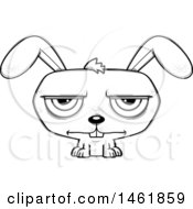 Clipart Of A Cartoon Lineart Bored Evil Bunny Rabbit Royalty Free Vector Illustration